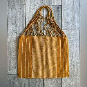 Mustard boho tote striped